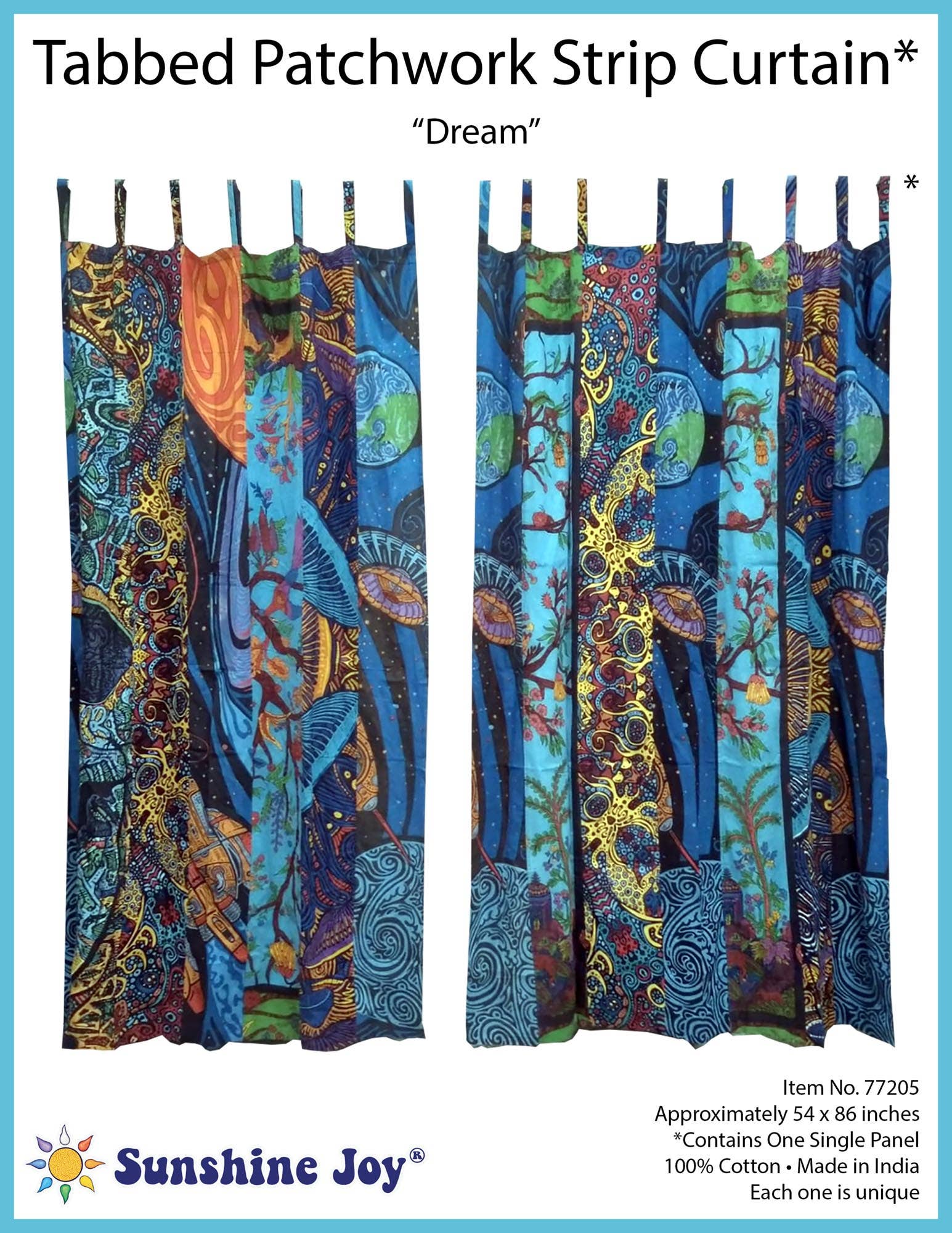 Sunshine Joy - Wholesale Curtain - Dream Single Panel Tabbed Curtain 56 x 85 Inches 1