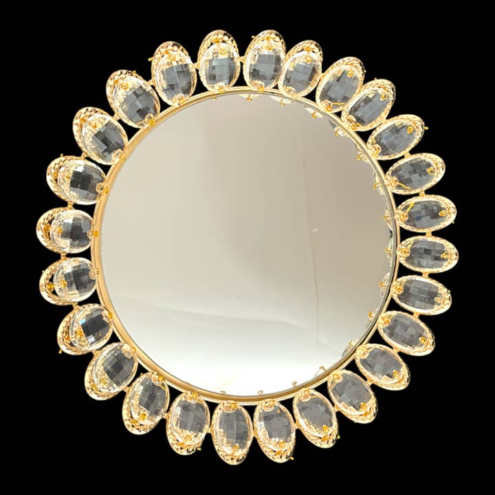 Tabuleiro redondo embelezado cristal dourado por atacado de Decor N Beyond