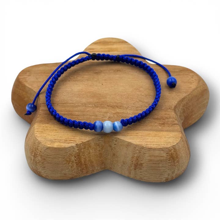 Bracelet tissé façon macramé HOMME - BLEU 04 pour la vente par MAISON KIZO