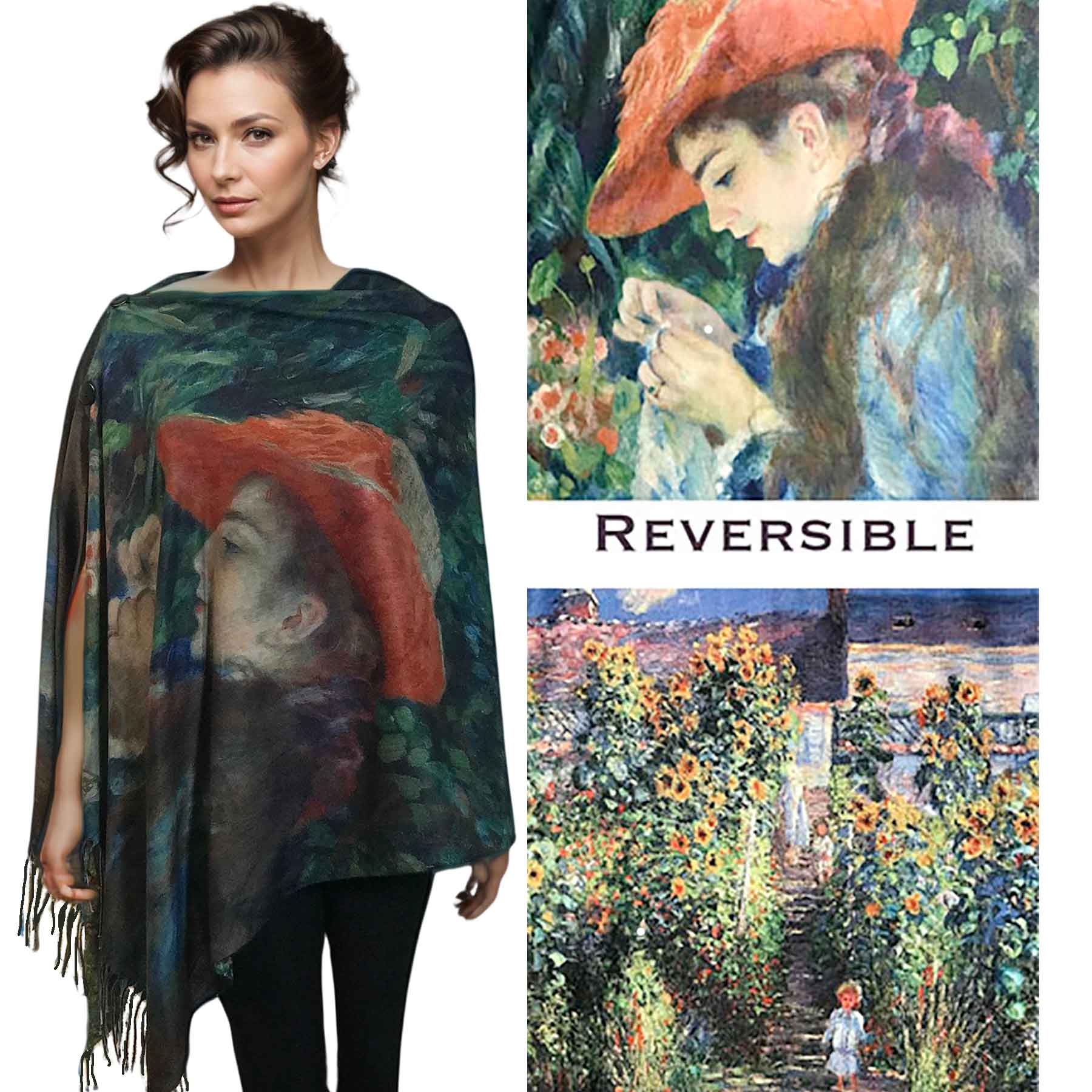 The Magic Scarf Company - Wholesale Wrap - Women's - 3180 - Sueded Art Design Button Shawls 19