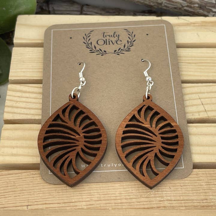 Stylish Geometric Wood Earrings for wholesale by Truly Olive