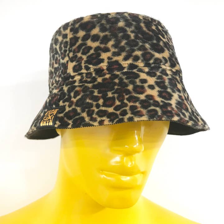 Leopard Bucket Hat, Faux Fur Hat, Furry Hat for wholesale by Stan and Gwyn
