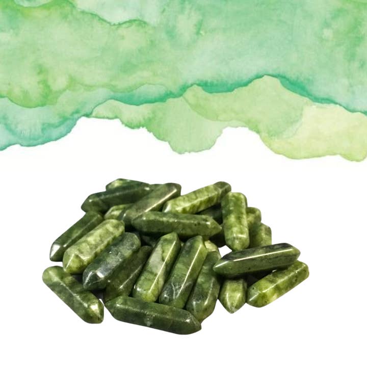 GRÜNER JADE Doppelendige Spitzen - 2 Größen für den Großhandel von Essential Wellness - Body, Mind, Spirit