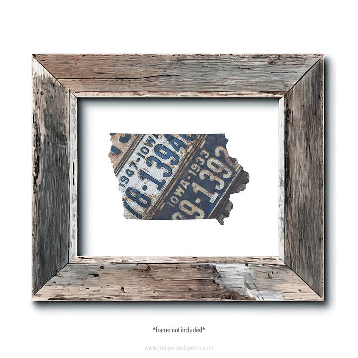 Iowa Vintage License Plate Home Print for wholesale by Juniper & Spruce