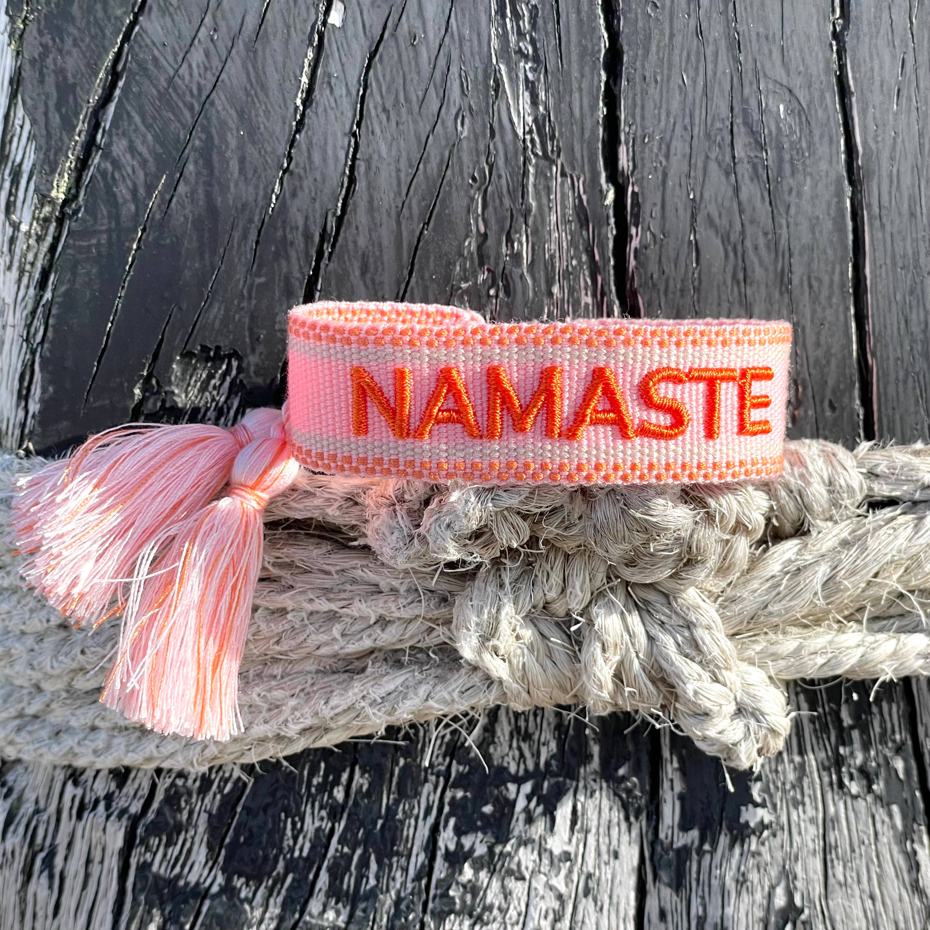 Parsley & Pepper - Wholesale Woven/Braided Bracelet - NAMASTE statement bracelet woven, embroidered2