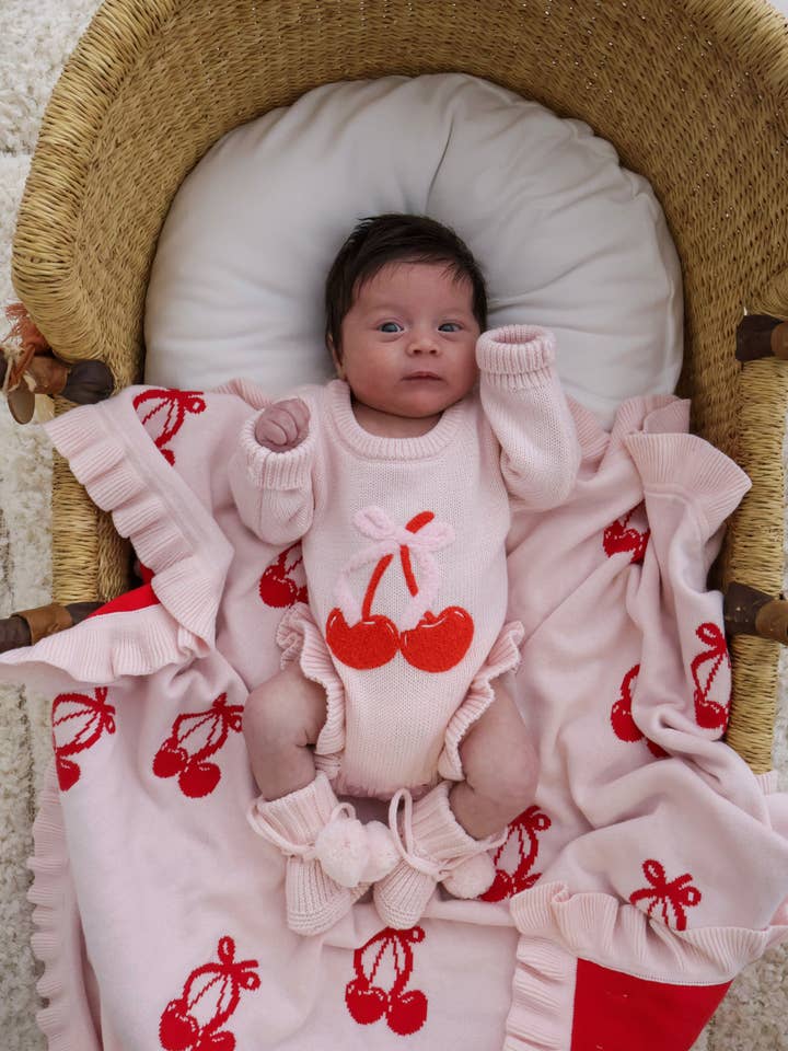 CHERRY BOW FRILL ROMPER for wholesale by Petite + Co