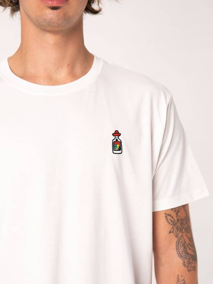 Sierra Tequila | Embroidered organic cotton t-shirt for men for wholesale by Fashion Drinks