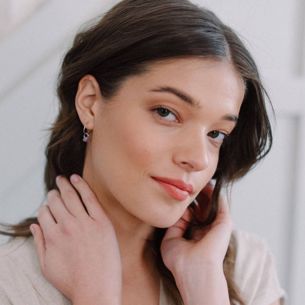 Honeycat Jewelry - Wholesale Dangle Earrings - Green Jade - Wishing Crystal Hoop Earrings15