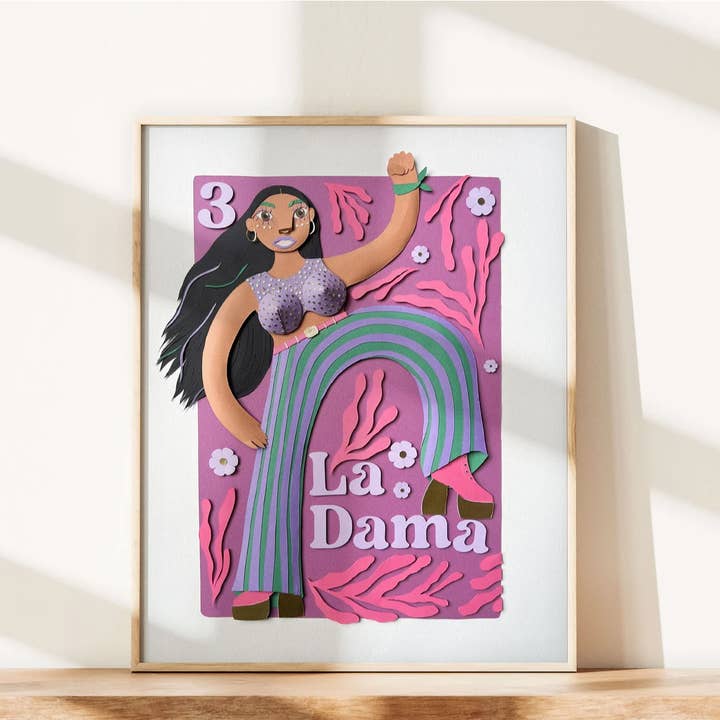 La Dama, Mexican Loteria-Inspired Photo Print of Paper Art for wholesale by ACira Studio LLC