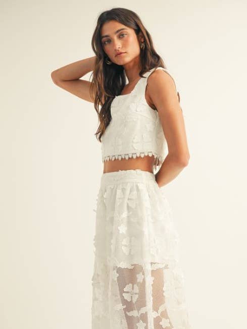 Floral Square Neck Skirt Set for wholesale by JUST ME