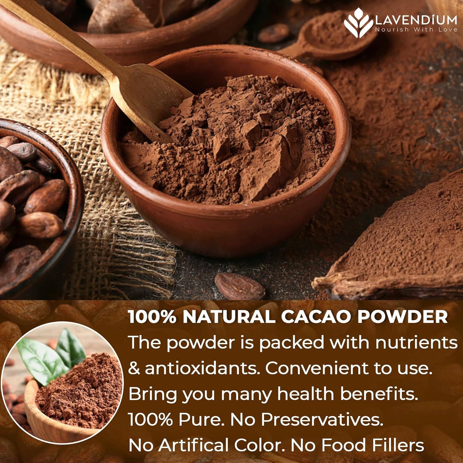 Naomi's Happy Place Shop - Wholesale Protein/Superfood Powder - Cacao Powder, 25oz (1.56 lbs), 100% Natural & Pure, Unsweetened, Rich Chocolate Flavor, Perfect for Baking & Smoothies2
