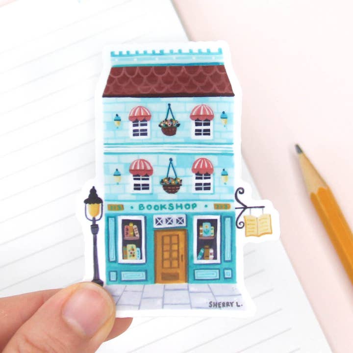 Autocollant en vinyle Bookshop pour la vente par Sherry Lou Studio