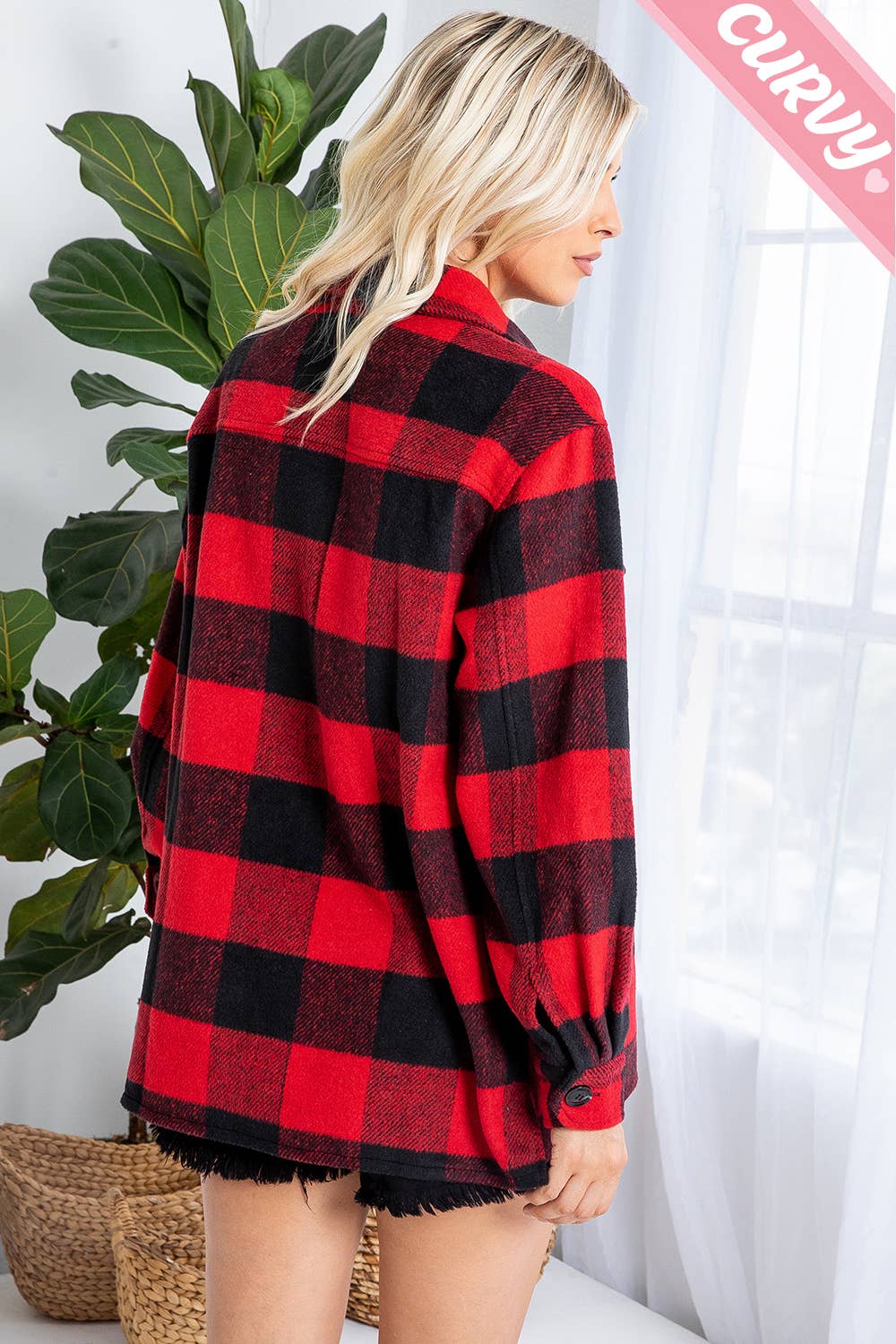 Sweet Lovely by Jen - Wholesale Shirt Jacket/Shacket - Women's - OUTERWEAR PLUS SIZE  FLANNEL  SHACKET 35