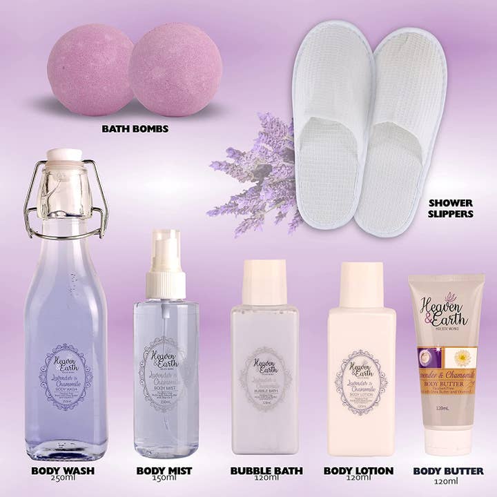 Pure Parker - Wholesale Bath & Body Set - Lavender & Chamomile Pampering Spa Gift Basket For Mom