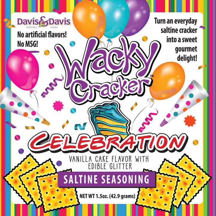 Davis & Davis Gourmet Foods - Wholesale Crackers - Wacky Cracker Celebration with Edible Glitter