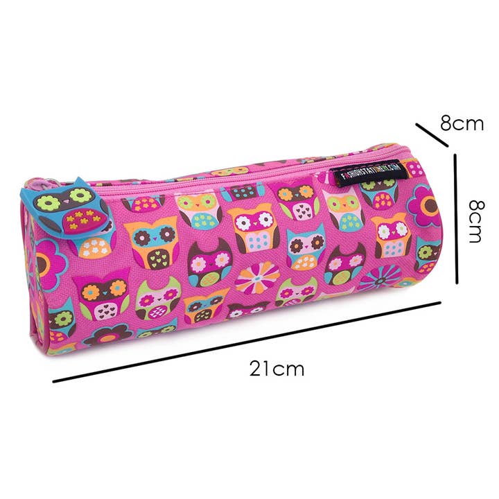 Powell Creative Products Ltd - Wholesale Pencil Case/Pouch - Pink Pencil Case Hooty Owls Barrel for Back To School