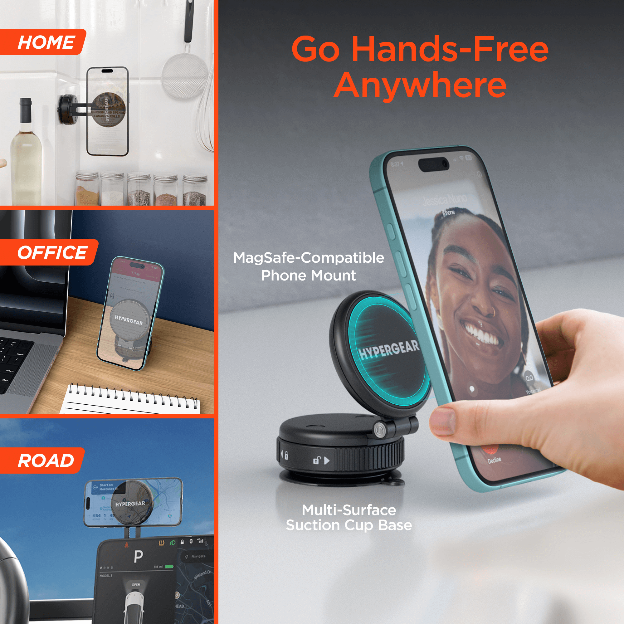 JupiterGear Home - Wholesale Phone/Tablet Stand - HyperGear Mag Vac Magnetic Phone Mount w Vacuum Suction Cup1