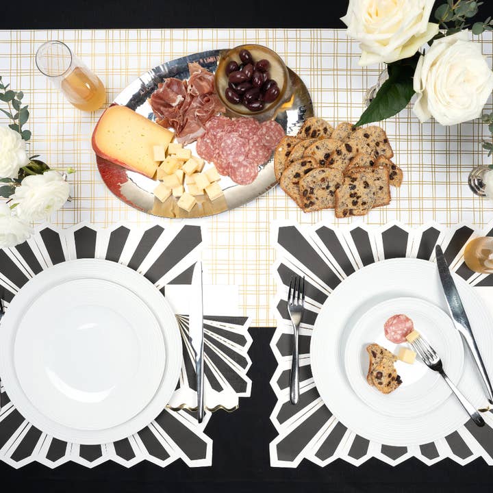 Gatherings by Curated Paperie - Wholesale Disposable Placemat - Celebration Chic Black with Gold Foil Paper Placemat