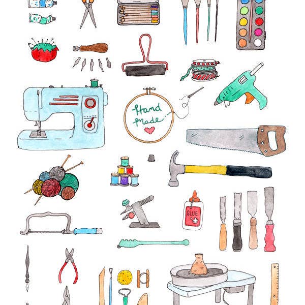 Crafting Gear print for wholesale by Jodi Lynn's Emporium of Doodles