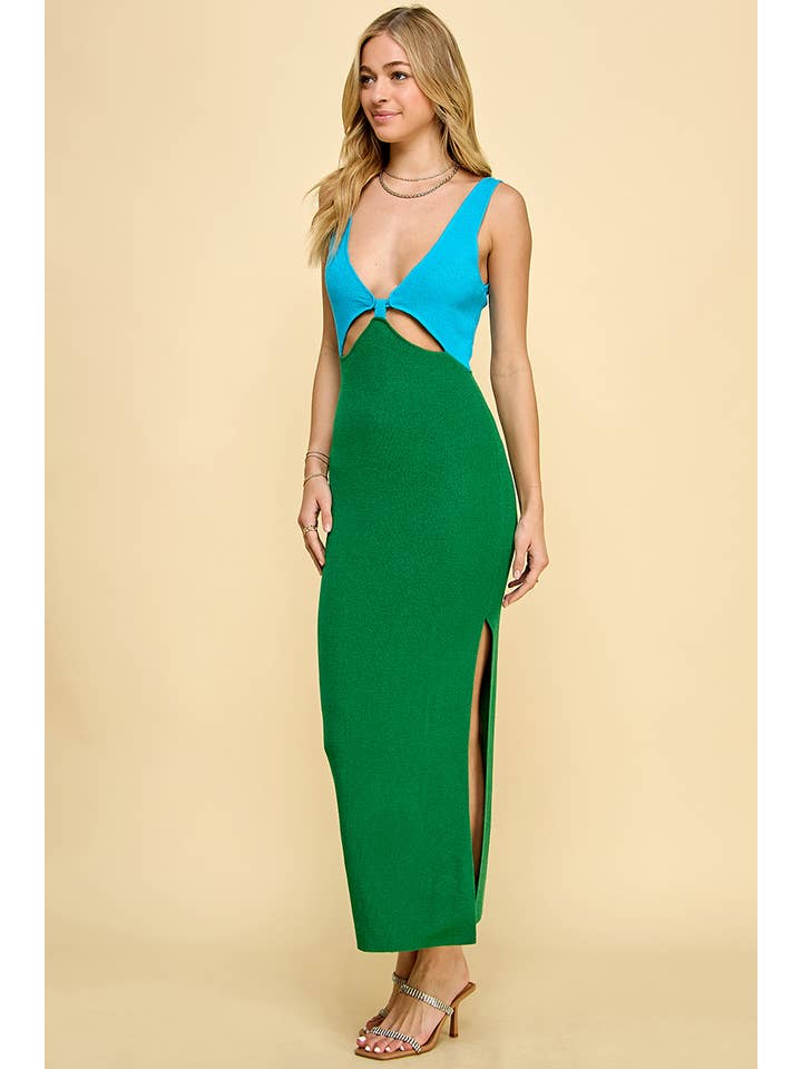 AIBLEE - Wholesale Dress - Women's - Cutout Colorblock Knit Sweater Maxi Dress 8