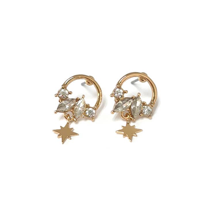 StarryNYC - Wholesale Dangle Earrings - Starburst Drop Stone Cluster Dangle Earrings