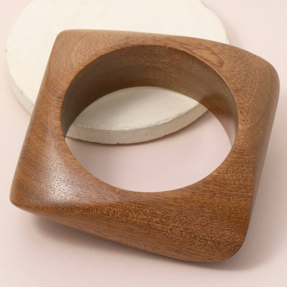 BR Large Wood Square Shape Bangle Bracelet for wholesale on Faire0