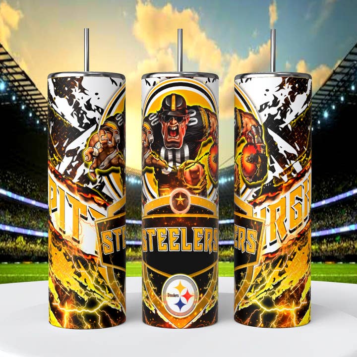 CoRo & Company - Wholesale Insulated Mug/Tumbler - Pittsburgh Steelers Skinny Tumbler • 20 oz Stainless Steel • Drinkware