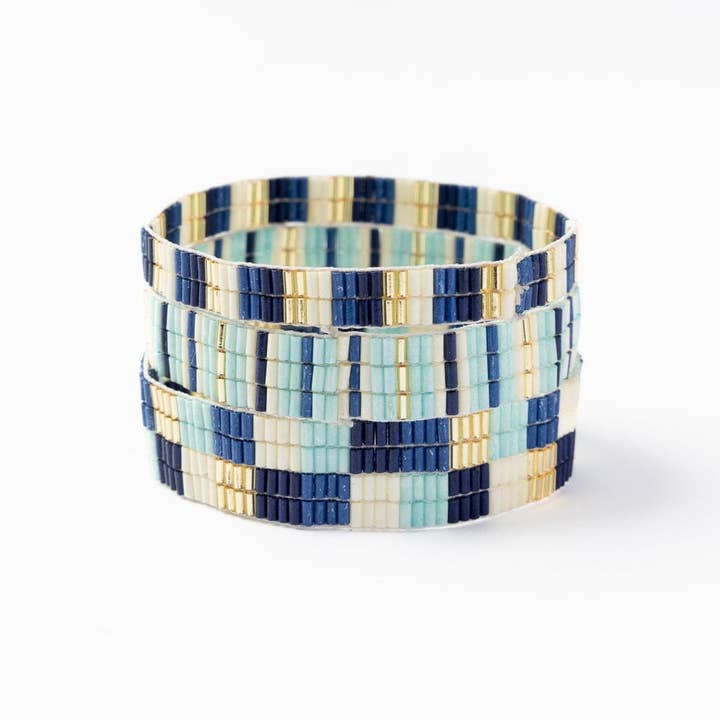 INK + ALLOY - Vendita all'ingrosso Parure di gioielli - Set di 3 braccialetti elasticizzati Dylan blu2