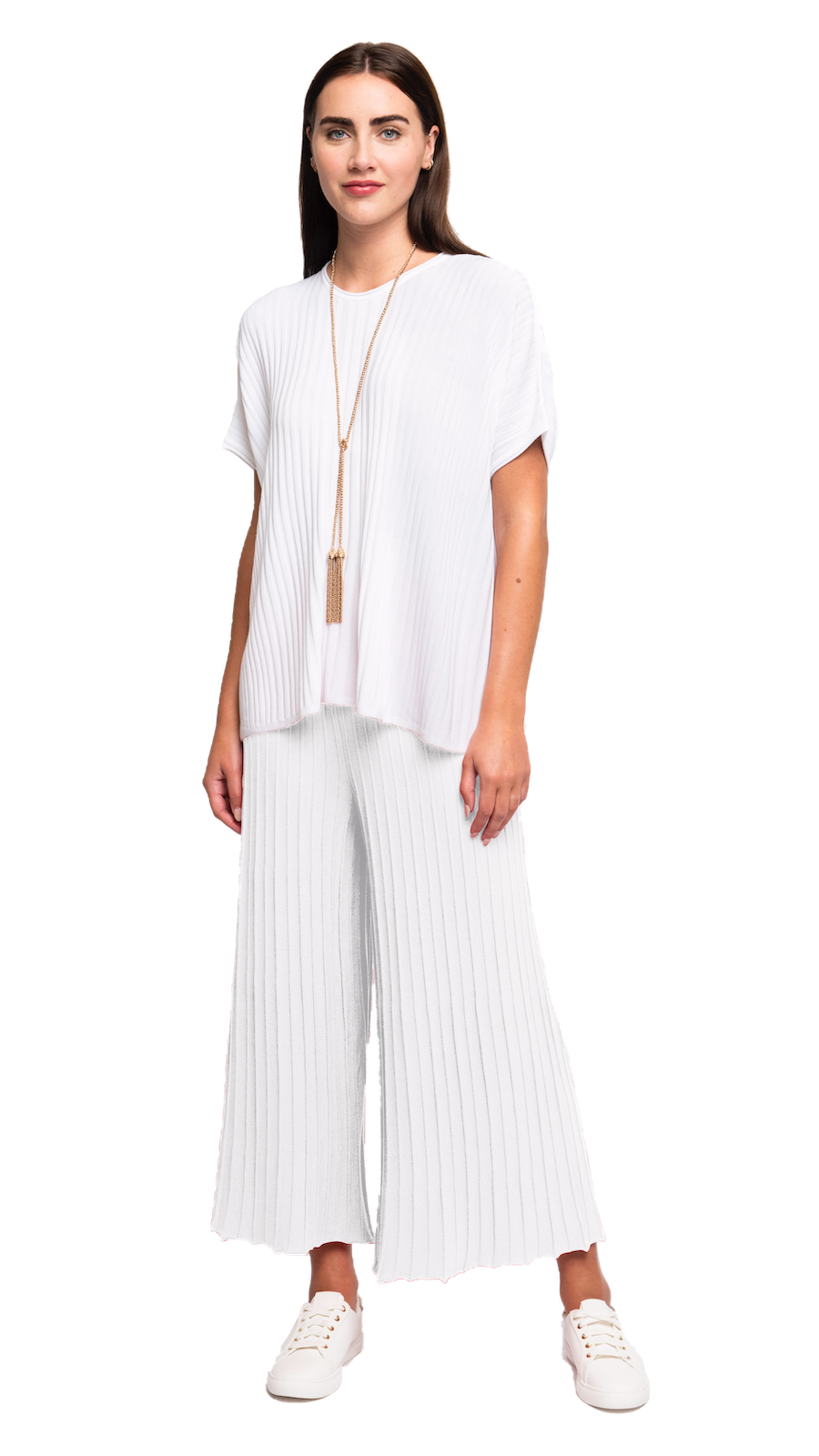 Biana - Wholesale Knit Top - Women's - Erika Loose-Fitting Wide Rib Knit Drop Shoulder Top; White1