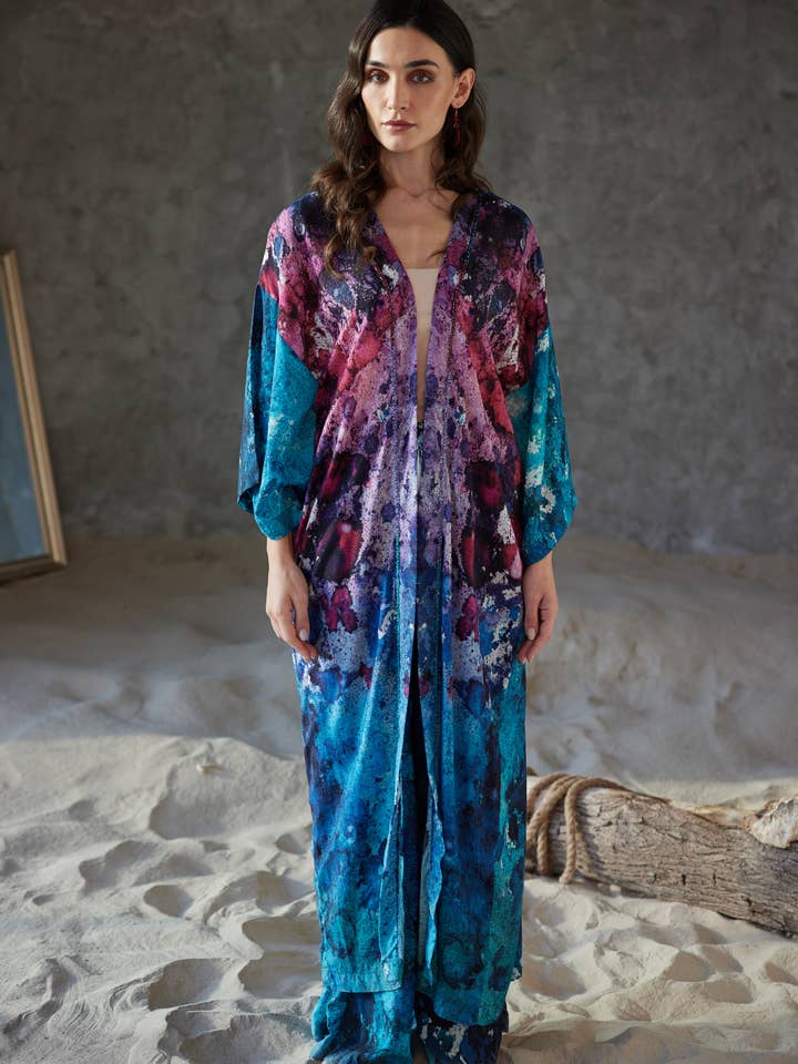 Embroidered Midi Kimono for wholesale by Mona Fares