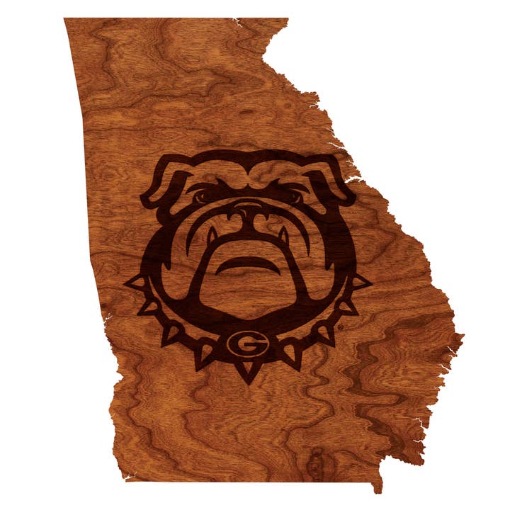 Georgia Wall Hanging University of Georgia Athletic Bulldog Mark on State for wholesale by LazerEdge