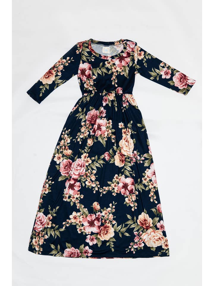 Allium - Wholesale Dress - Kids - Girls Fit and Flare Floral Maxi Dress5