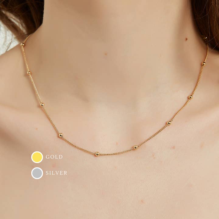 Elise satellite chain Necklace, ball chain necklace, chain for wholesale by Melange Blanc