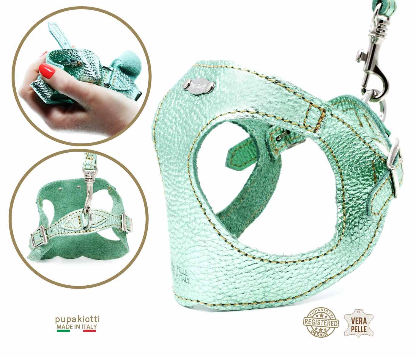 Pupakiotti Pets, Brand in Italy Srl. - Wholesale Hondenriem - Hond - GLAM. 3-delige set tuig en riem met leren zakjeshouder voor honden3