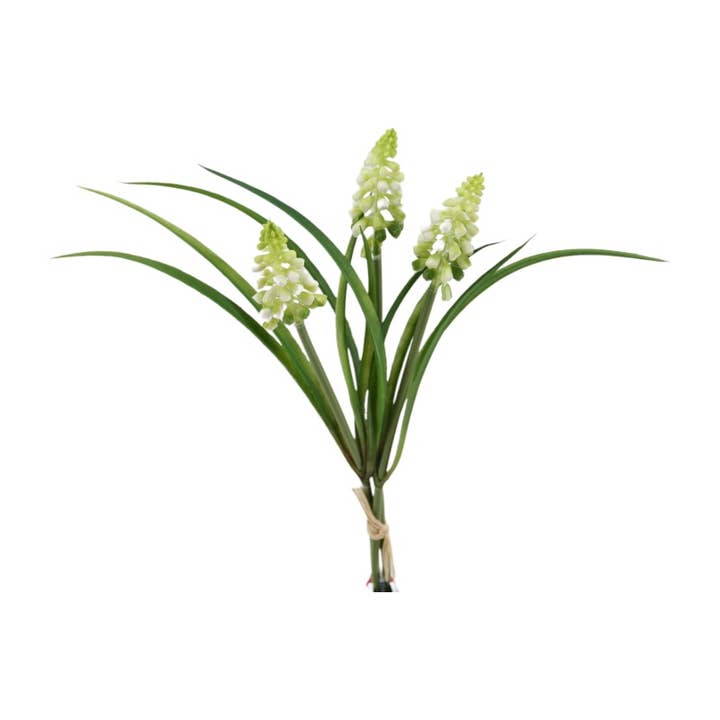 Floratexx - Wholesale Artificial Flowers - Grape Hyacinth Bundle x 3, 26 cm white-green