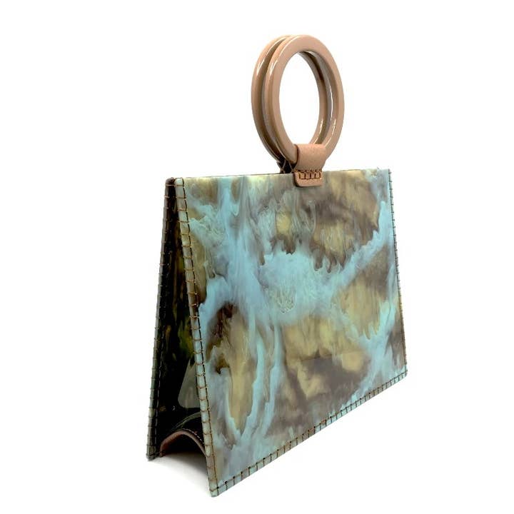 Sea Lily - Wholesale Clutch Bag - Women's - 7038 - Green Marble Valise Bag