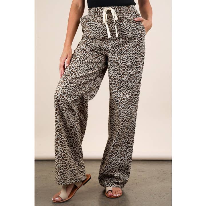 Paperdoll - Wholesale Pants - Women's - Animal Print Linen Wide Leg Pants4