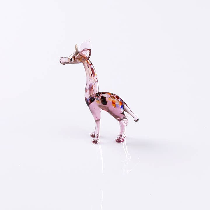 Adamodart - Wholesale Decorative Figurine - Miniature blown glass giraffe, tiny glass animal figurine