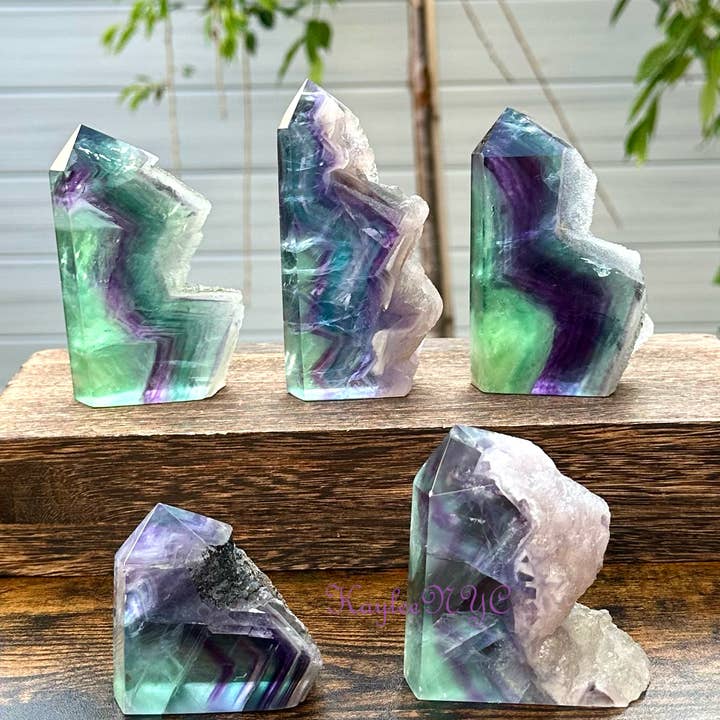 KayleeNYC - Wholesale Spiritual Stone/Crystal - 3-5 PCs Natural Fluorite Obelisk Point Crystal Energy6
