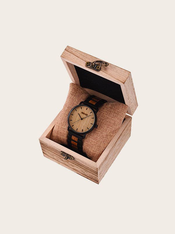 Wood&Chic – wholesale Armbandsur - Herr – Mäns trä kvarts klocka - Rambutan1