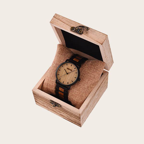 Wood&Chic – wholesale Armbandsur - Herr – Mäns trä kvarts klocka - Rambutan1