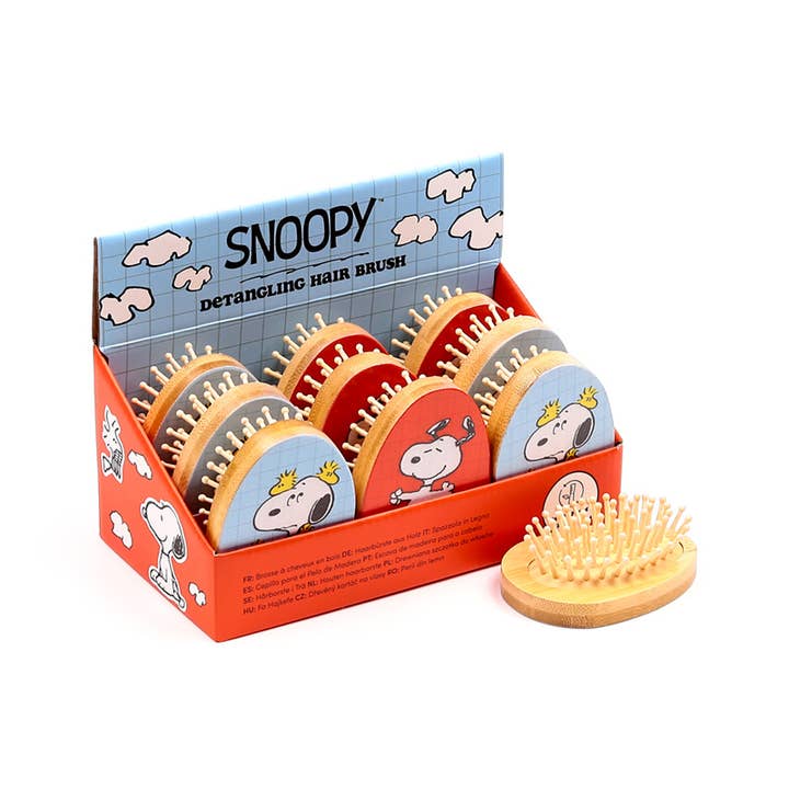 Peanuts Snoopy & Woodstock Shaped Bamboo Hair Brush for wholesale by Puckator EU