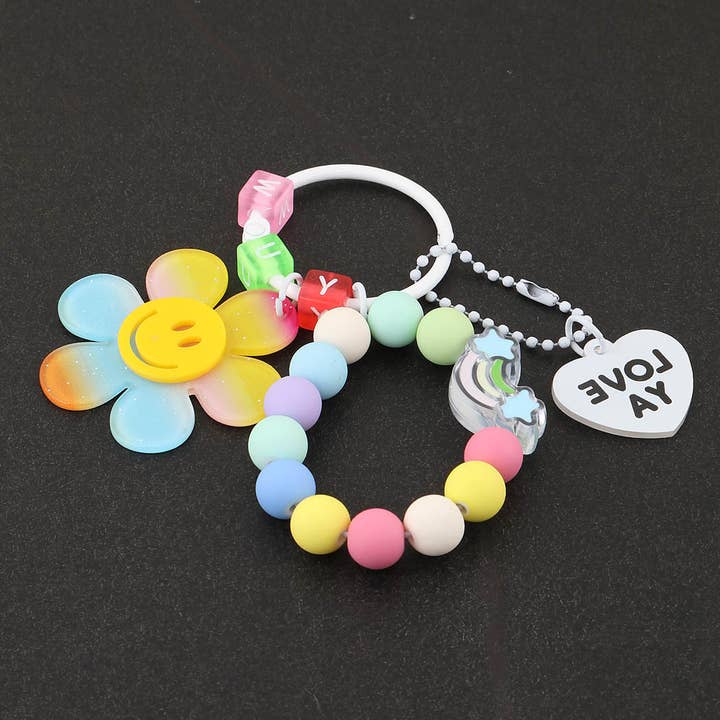 MT Multi Happy Flower Beaded Bag Charm for wholesale on Faire1