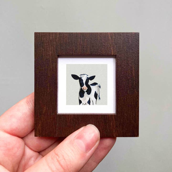 Mick's Art Goods - Wholesale Art Print - Mini 1" Cow Animal Tiny Watercolor Painting Art Print2