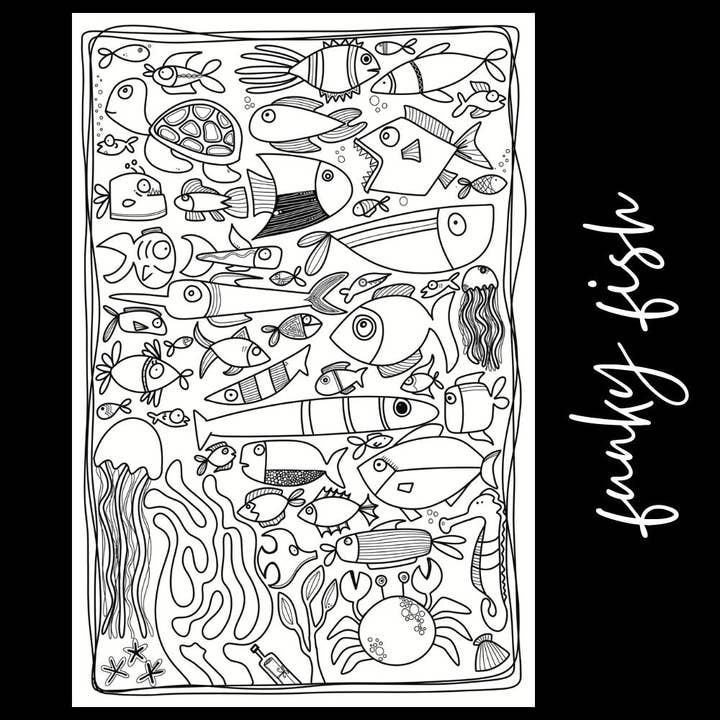 Funky Fish – Giant Coloring Page (24x36") for wholesale by Tons of Hues