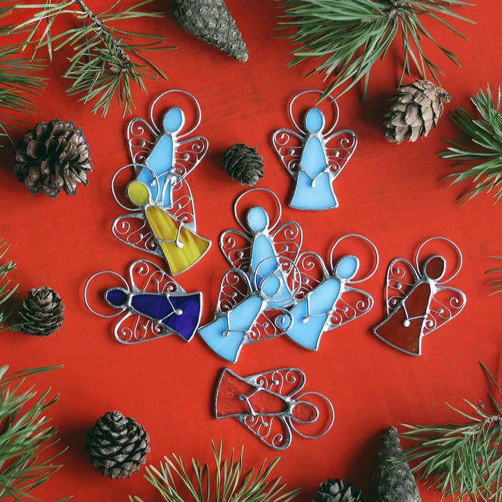 ArtKvarta - Wholesale Ornament - Handmade Angels With Lace Wings, Stained Glass & Silver Meta1