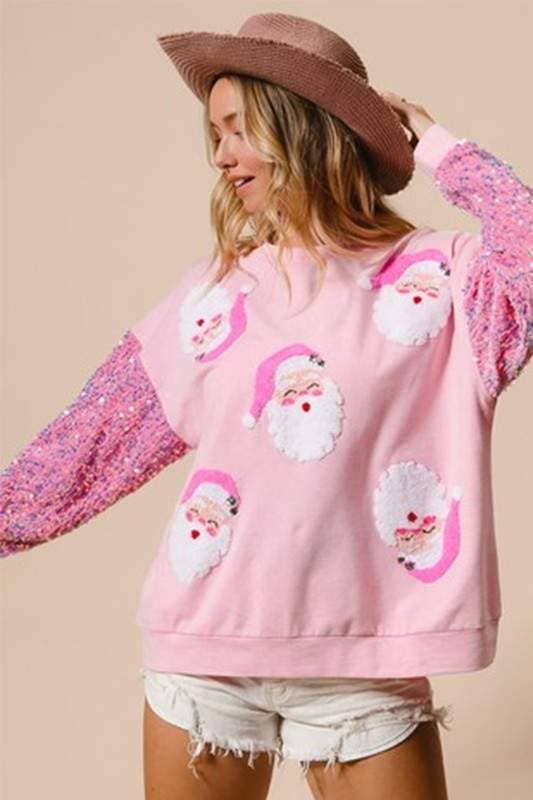 Flarix - Wholesale Blouse - Women's - Y2K Festive Graphic Sequin Sleeve Sweater6