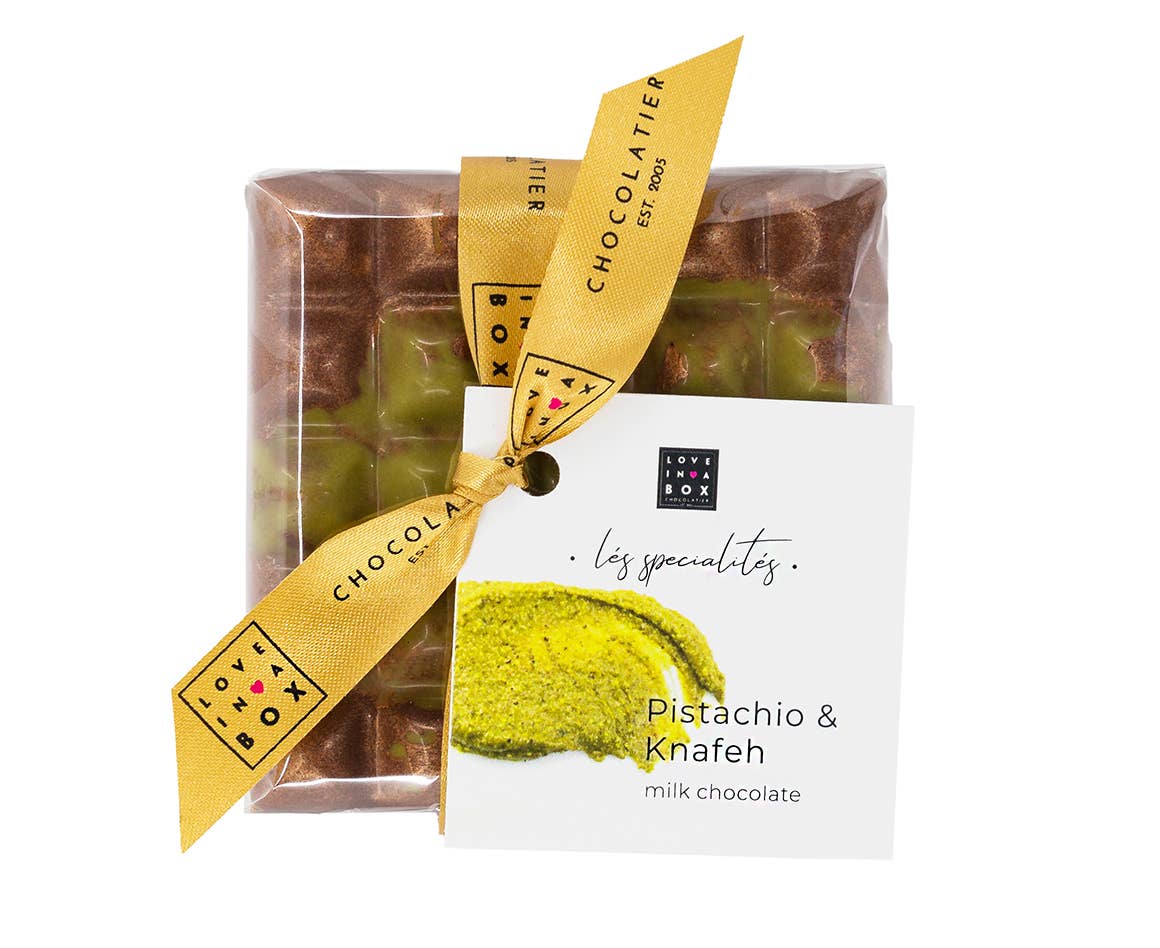 Love in a Box Chocolatier - Wholesale Chocolate Bar - Chocolate Bar Pistachio & Knafeh - Milk Chocolate (Dubai)0
