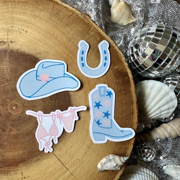 The Haus of Holly - Wholesale Sticker - COASTAL COWGIRL STICKER SET (4)