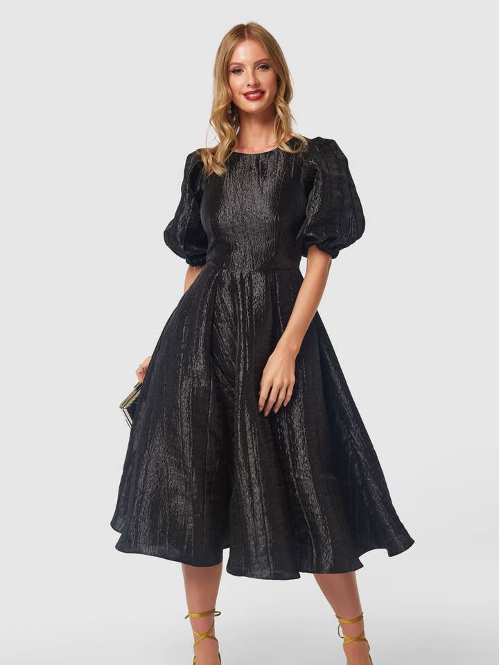 Closet Gold Paneled Skirt Dress D9520 for wholesale by Closet London